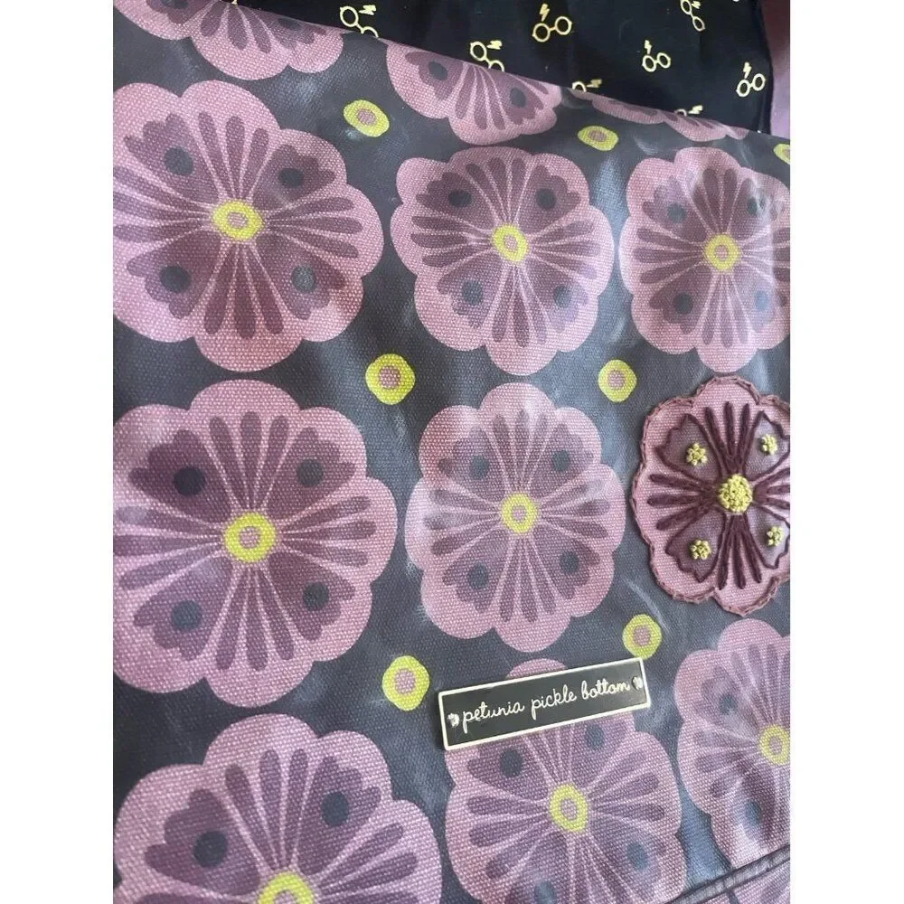 petunia pickle bottom diaper bag purple daisy